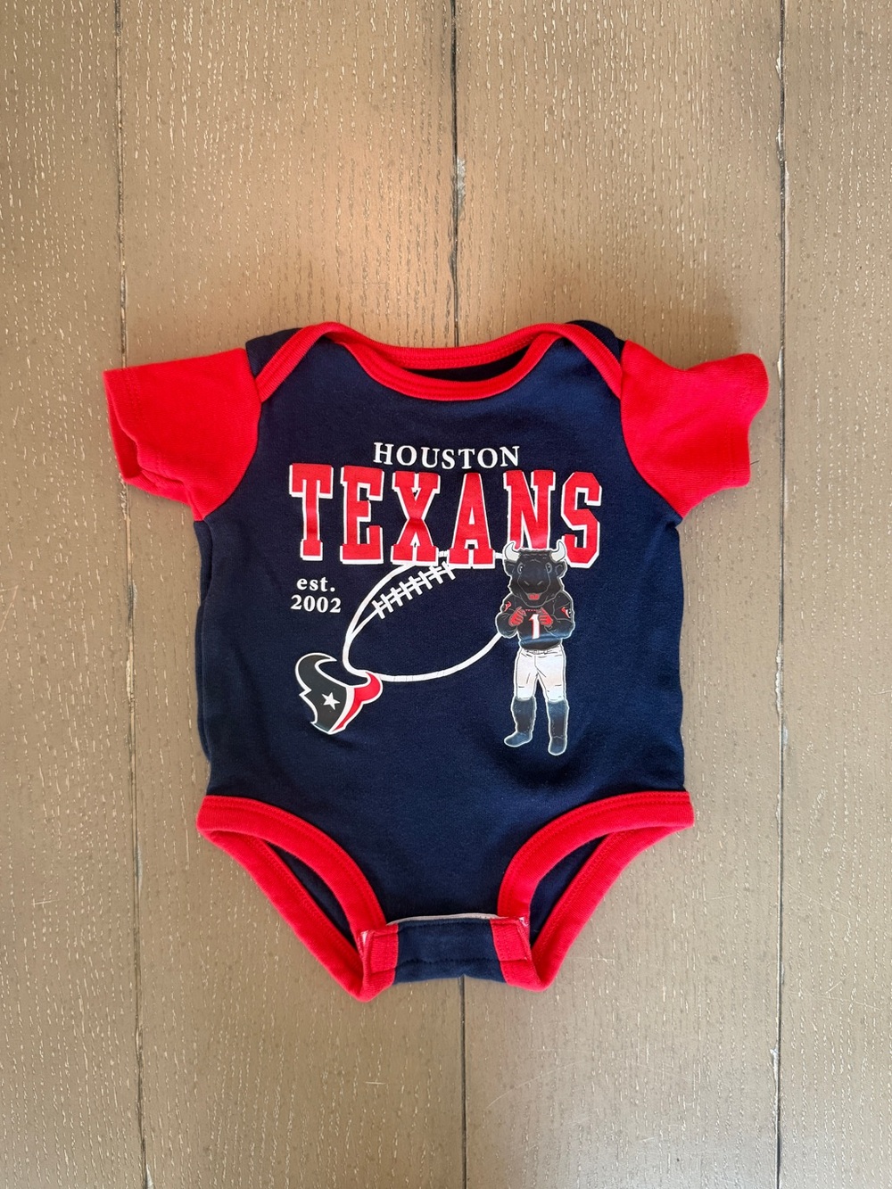 NFL Team Apparel Infant Unisex Houston Texans Football Onesie • Size 0-3M